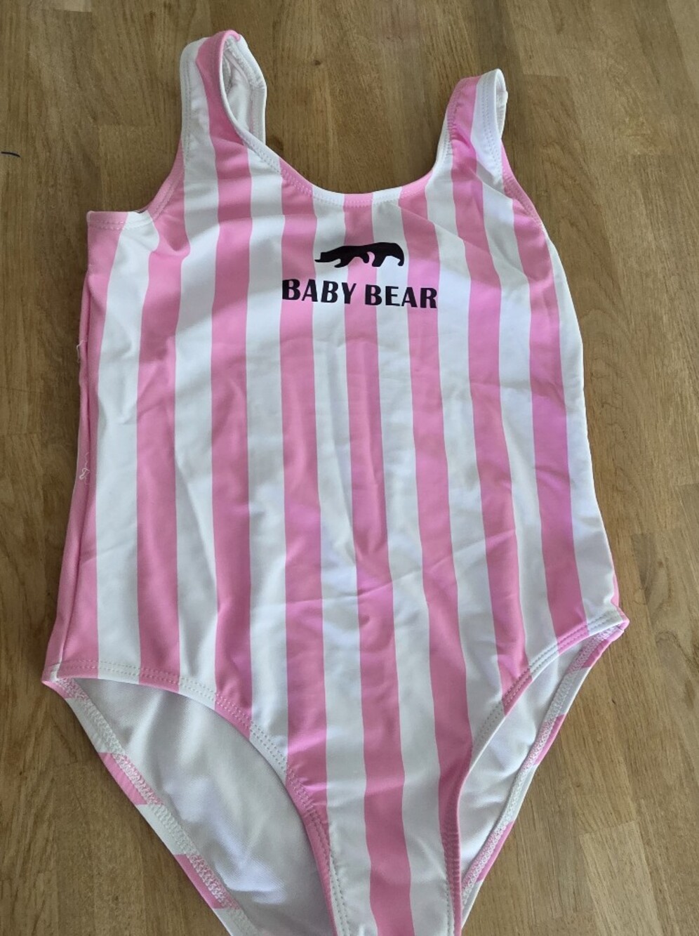 PatPat Girls Pink & White Stripe Baby Bear One-Piece Swimsuit Sz 8/9 NWOT